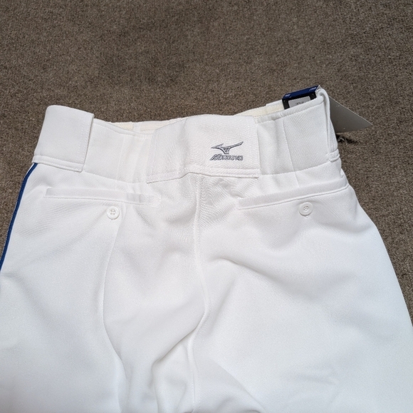 MIZUNO (Men's small) White Baseball Pants with Blue Stripe NWT - Picture 3 of 8